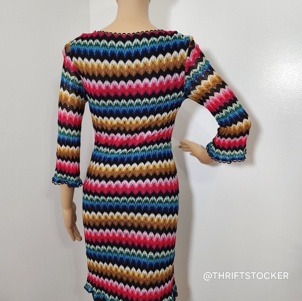Trina Turk Colorful Chevron Knit Dress size 8 - Picture 6 of 10